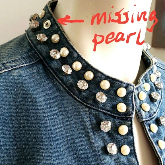 Chico's Platinum Denim Jeans embellished Jacket - Picture 9 of 16